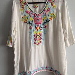 Embroidered Cream Top